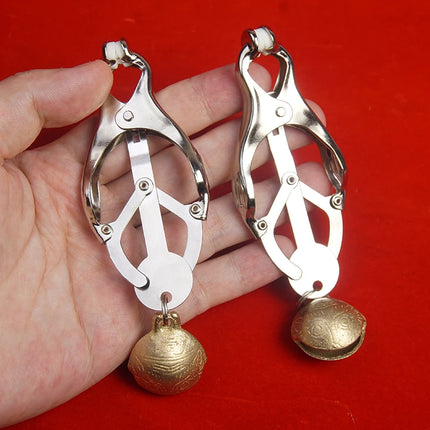 BDSM Metal Clover Nipple Clamps Clips With Bell,Bondage Restraints,Sex Toys for Couples,SM Adult Games