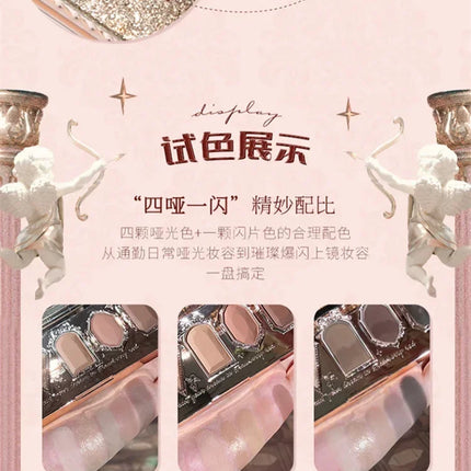 Flower Knows Series Shell Strawberry Angel Moonlight Mermaid Jewel Eyeshadow Palette 5 Colors Pearlescent Mashed Potatoes
