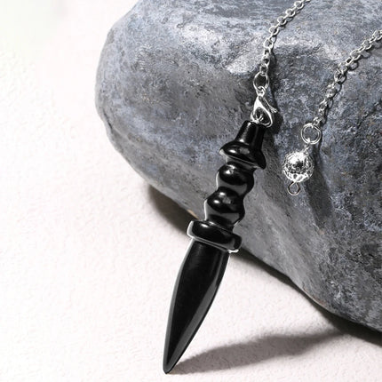 Natural Stone Pendant Egyptian Crystal Pendulum for Divination Dowsing Reiki Pink Clear Quartz Amethysts Black Onyx Pendulo X130