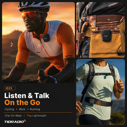 TIDRADIO Q2L Wearable Speaker Mic Clip-On Magnetic Wireless PTT AI Noise Reduction App Global Push To Talk Work Outdoor Teams