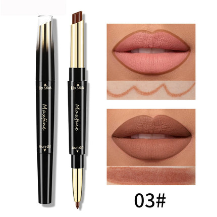 2 In 1 Lipstick lipliner Matte Highly Pigmented Waterproof Long Lasting Non stick Cup Lip Makeup