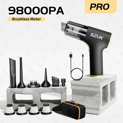 SZUK 98000PA Car Vacuum Cleaner Wireless Mini Powerful Cleaning Machine Handheld for Car Portable  Blow Computer Home Appliance