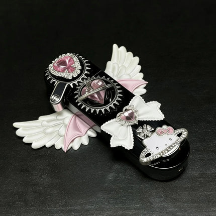 New Butane Gas Lighter Powder Diamond DIY KT Inflatable Ignition Rocker Arm Gear Pink Flame Windproof Gas Lighter