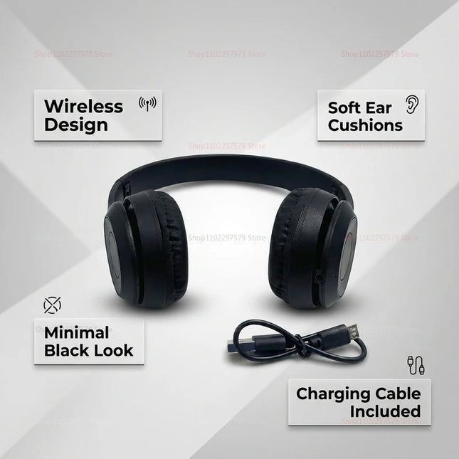 Wireless Bluetooth Headphones Head Mounted P47 Foldable Bass Sport Earphones Universal for Mobile Computer PC Gaming Running Gym