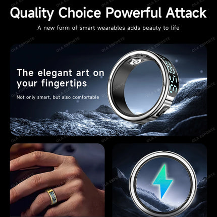 2026 Smart Ring with Display Screen and Touch, Wireless Charging, Health Manager, 5 ATM Waterproof For Men Women Rings R12 R11