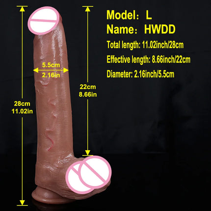 11.02in Huge Dildo Soft Penis Sexy Female Sex Toys Masturbator Double-layer Silicone Suction Cup Dildos for Women Big Dick Cock