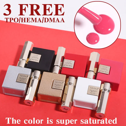 6PCS Nail Polish Not Set New Years Semi Permanent Hybrid Black Red Color Gel Polish Valentine's Popular Christmas Solid Color
