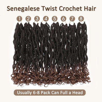 12inch Senegalese Twist Crochet Braid Hair Pre-Circled Twist Braids Goddess Synthetic Braid Hair Perfect for Halloween Christmas