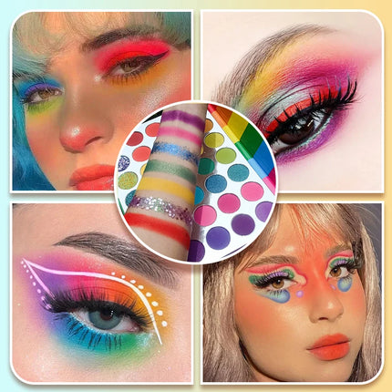35-Color Rainbow Eyeshadow Palette, Matte, Shimmer Finishes, High, Blendable Long-Lasting Eye Makeup, Vibrant Shades for Parties