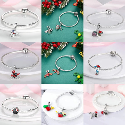 Charms Plata De Ley 925 Red Color Series Charm Red Elephant Animal Fruit Beads of Original Fits Women Anniversary Jewelry Charms