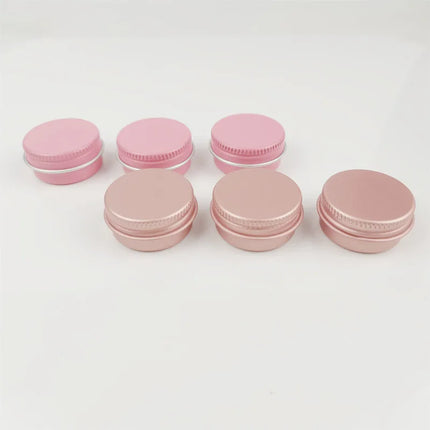 50Pcs 5g Empty Mini Pink Aluminum Jars Cosmetic Small Black Metal Tins Lip Balm Jar Refillable Make Up Sample Jar with Screw Lid