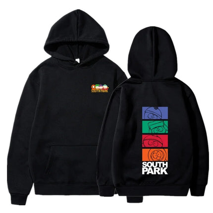 South Park Anime Pattern Hoodie Fashion Warm Coat Men's Autumn and Winter Season Hoodie Street Black Long Sleeve Hoodie