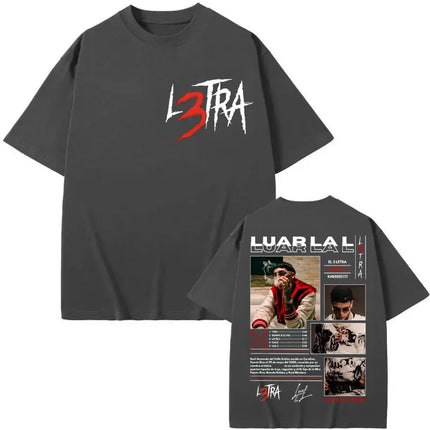 Rap Singer Luar La L Poster Pattern T-shirt Music Album L3TRA Printed T-shirt 2025 Summer Men's Women's Cotton Hip-hop T-shirt