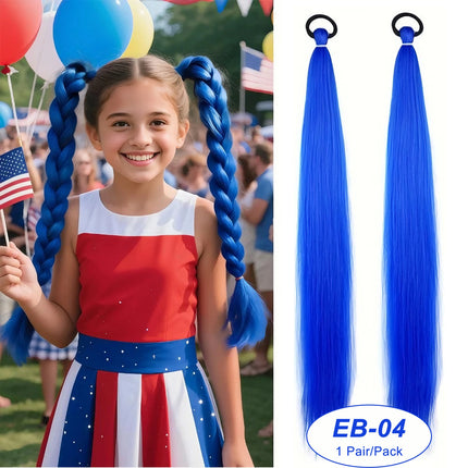 Veyda 2Pcs Synthetic Purple Braiding Hair Long Straight DIY Braided Pony Tail Hairpiece Women Hair Accessories for Stage Party