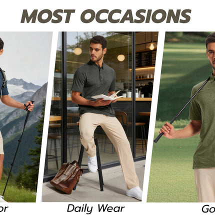 TACVASEN Men's Polo Shirts Short Sleeve Moisture Wicking Lightweight Athletic Casual Collared Golf Shirt Summer Work Polo Shirts