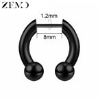 144-Black-8MM / Nose Rings & Studs