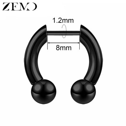 ZEMO 1 Piece 16G Horn Nose Ring Stainless Steel Threadless Septum Ring Spike Ox Horn Ear Helix Nostril Piercing Jewelry 8MM/10MM