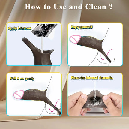 Vibrating Penis Sleeve Cock Ring G Spot Stimulate Sex Toys for Men 10 Vibration Modes Erection Trainer Delay Ejaculation Sex Toy