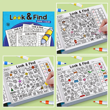 Children's Hidden Object Search Coloring Exercise Book Interactive Play Game Early Education Toys Gifts For Children Kids
