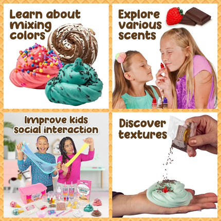 Kids DIY Fluffy Slime Kit, Crystal Mud Ice Cream Butter Clay Modeling Set, Sensory Play & Educational Handcraft Toy