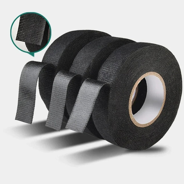 15 Meter Heat-resistant Flame Retardant Tape Adhesive Cloth Tape For Car Cable Harness Wiring Loom Protection Width 9/19/25MM