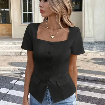 Women's Elegant Sleeveless Blouse - Chic Office to Party Tops, Structured Non-Stretchy Shirt Blouse for Women, Everyday & Formal