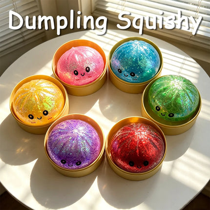 In Stock Glitter Dumpling Glitter Dumpling Squishy Blind Box Dumplings Sensory Squeeze Toy for Stress Relief Desktop Decoration