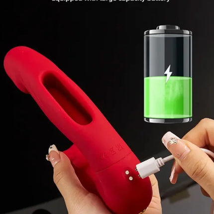3In1 Telescopic Rotating Vibrators Dildo GSpot Clitoral Dual Stimulator Waterproof Women Tongue Licking Finger-Flapping Sex Toys