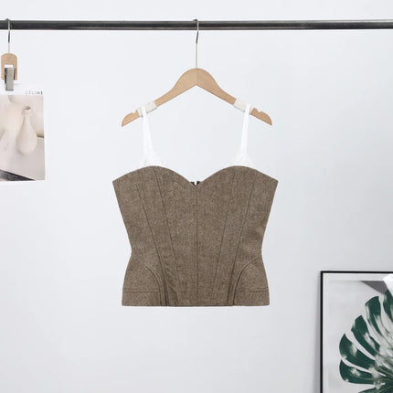 Sexy Slim Red Tube Top Women's Fashion Sleeveless Backless Solid Closed Waist Sling Female 2026 Spring Summer Lady Vest Party