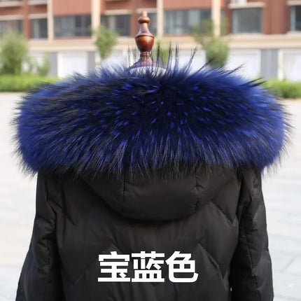 Natural Real Raccoon Fur Collar winter women Down Coat Hood Decor Fur Trim Warmer Fur Scarf Ladies Genuine Luxury Shawls