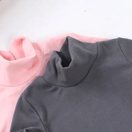 New 2025 Autumn Winter Boys Girls Kids Fashion Solid T-Shirt Tops Children O-Neck Long Sleeve Warm Casual T-Shirts