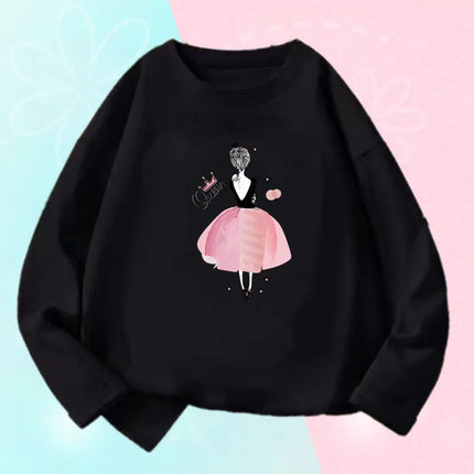 Kids T Shirt Floral Girl with Heart Bicycle Print Tops Girls Casual Cute Graphic Tee Shirt Long Sleeve Cartoon T-shirts
