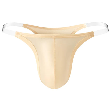 Men's Sexy Solid Color High Cross Thong Bikini Low Waist Transparent Invisible Seamless Underwear Comfortable