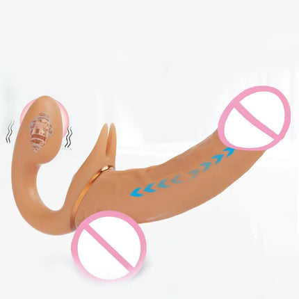 Telescopic Dildo Lesbian Vibrator Strapless Strap on For Women Double heads G Spot Vibrating Vagina Prostate Massager Sex Toys
