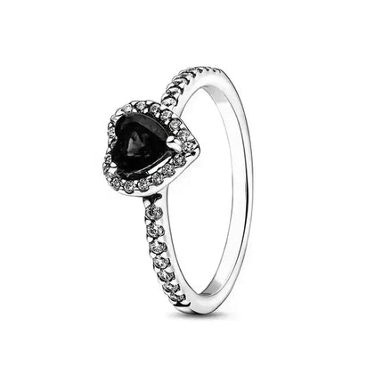High quality 925 sterling silver adjustable ring, sparkling luxury circular heart-shaped crown crystal ring,women's jewelry gift