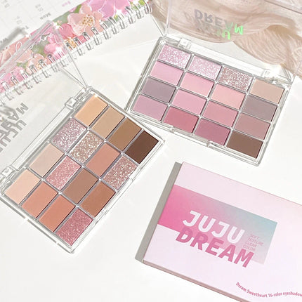 Korean 16 color eyeshadow plate, pearlescent matte lying silkworm, brighten low saturation earth color daily makeup