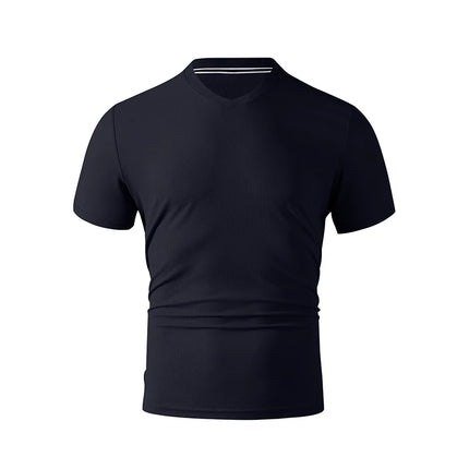 2025 New Men's Casual Fashion Simple V-neck Short-Sleeved T-shirt Summer Comfortable Breathable Versatile Top