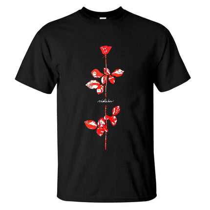 Hip Pop Amazing Rose Tops Black By Depeche Mode Print Cotton Sports T-shirt Casual Oversized Casual Graphic Streetwear Unisex