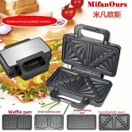 220V Mifanvers Multifunctional Breakfast Maker, Waffle Sandwich Pancake Electric Grill Machine for Home LYH