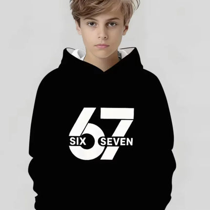 Fun Six Seven 6 7 Meme Design Hoodie for Kids Chaotic Humor Y2k Game Saying Tee Novelty Gift Boys Top Fashion Children's Clothes