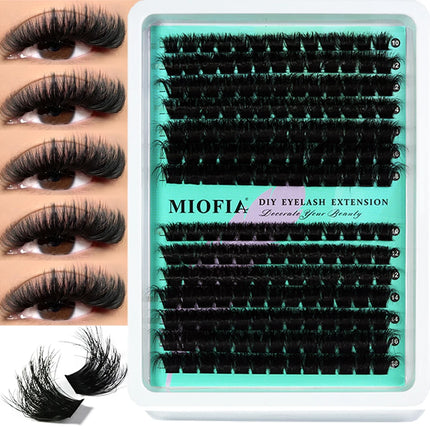 MIOFIA Thick Fluffy Lashes Clusters 150D 100D 80D 50D Natural Lash Clusters 3D Faux Mink Lashes DIY Eyelash Extension Makeup