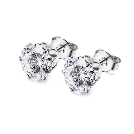 3-8mm Small Black Silver Color Earrings Stone CZ Crystal Ear Studs Surgical Steel Cubic Zirconia Helix Earring Women Accessories
