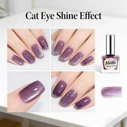 WA516 Grape 12ml No-bake Cat's Eye Water-based Nail Polish, Oderless, With a magnet, dry quickly No need UV lamp, easy to tear
