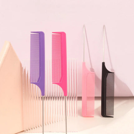 1 Professional pointed tail comb hair salon stainless steel comb anti-static dyeing comb styling tool Special for real hair wigs