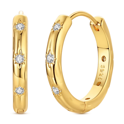 Women original 925 Silver Golden Glowing Firefly Stud Earring Bilayer Round Droplets Heart Gold Hoop Earrings Party Jewelry Gift