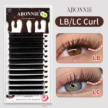 Abonnie LB LC Curl Brown False Eyelashes Faux Mink Soft Easy Fan Black Individual Lashes Light Classic Russian Volume Lashes