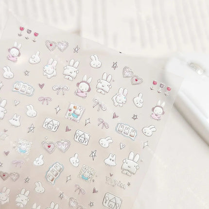 Cute Miffy 3D Nail Stickers Kawaii Glass Camera Nail Stickers Decoration Anime Printing Stickers Holiday Surprise Gifts
