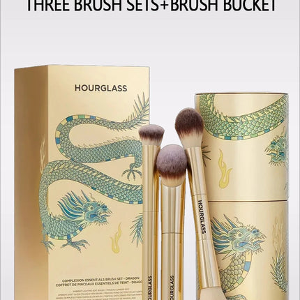 Hourglass Makeup Brush - 3piece Foundation Brush Loose Powder Brush Concealer Brush New Design + Brush Cartridge