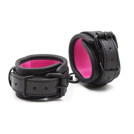 Leather PU BDSM Bondage Kit Set Handcuffs Ankle Cuffs Collar with Leash Restraint Adult Sex Toys for Women Adult Games 18+