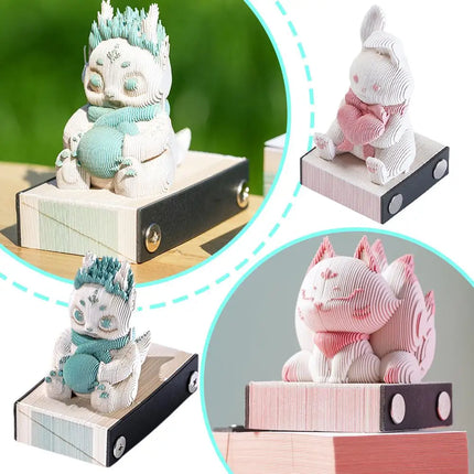 3D Notepad Cute Bunny 3D Memo Pad Animal Sticky Note Art Notes Block Office Accessories Birthday Gifts For Kids Friends